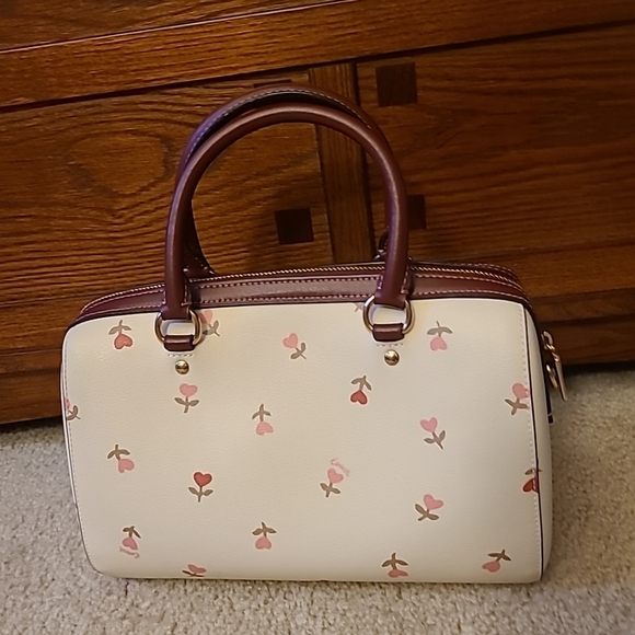 Coach Rowan Satchel Bag With Heart Floral Print - Picture 5 of 10